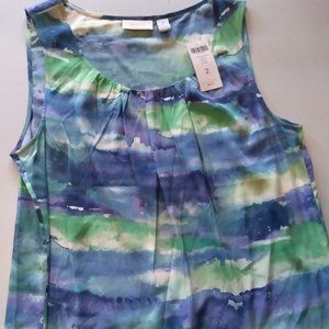 Chico’s Watercolor Stripe Maui Blue Tank